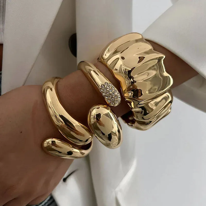 Water Resistant Wide Cuff Statement Bangles