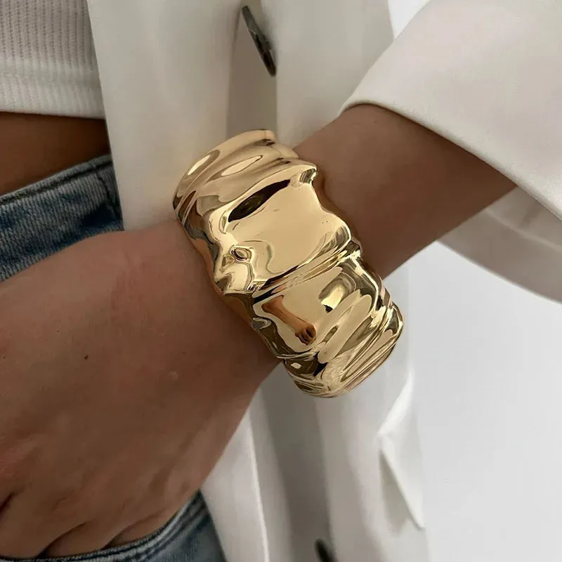 Water Resistant Wide Cuff Statement Bangles
