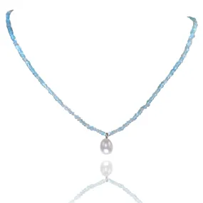White Freshwater Pearl & Apatite Drop Necklace