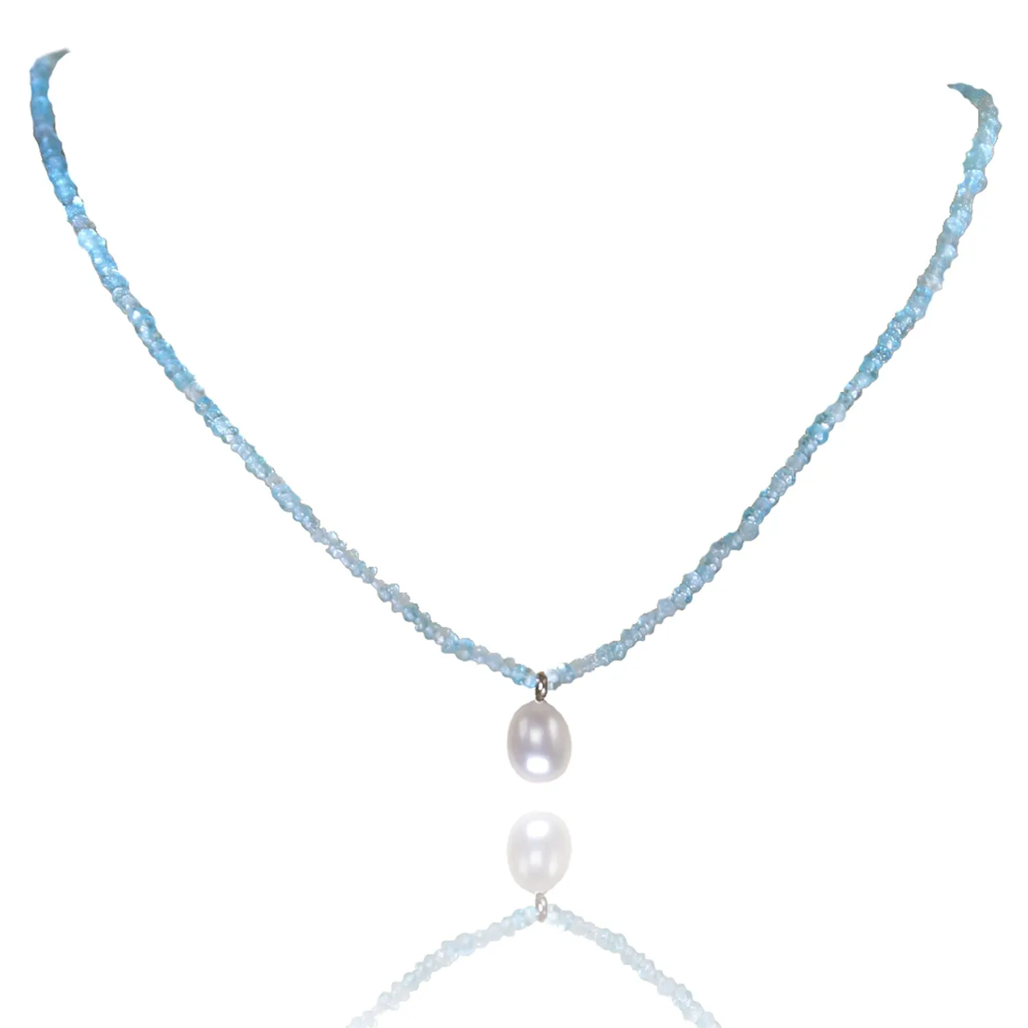 White Freshwater Pearl & Apatite Drop Necklace