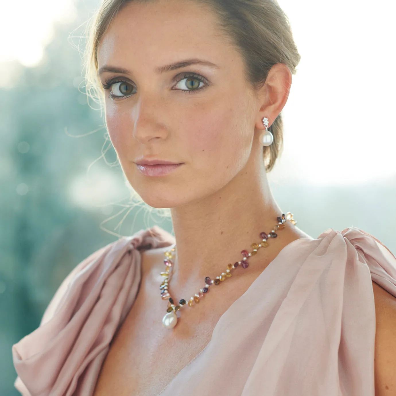 White South Sea Pearl & Tourmaline 'Happy' Necklace
