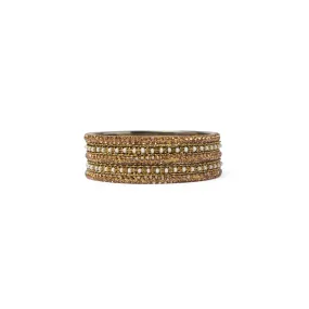 Zaida Bangle Set in Pearl and Antique Gold