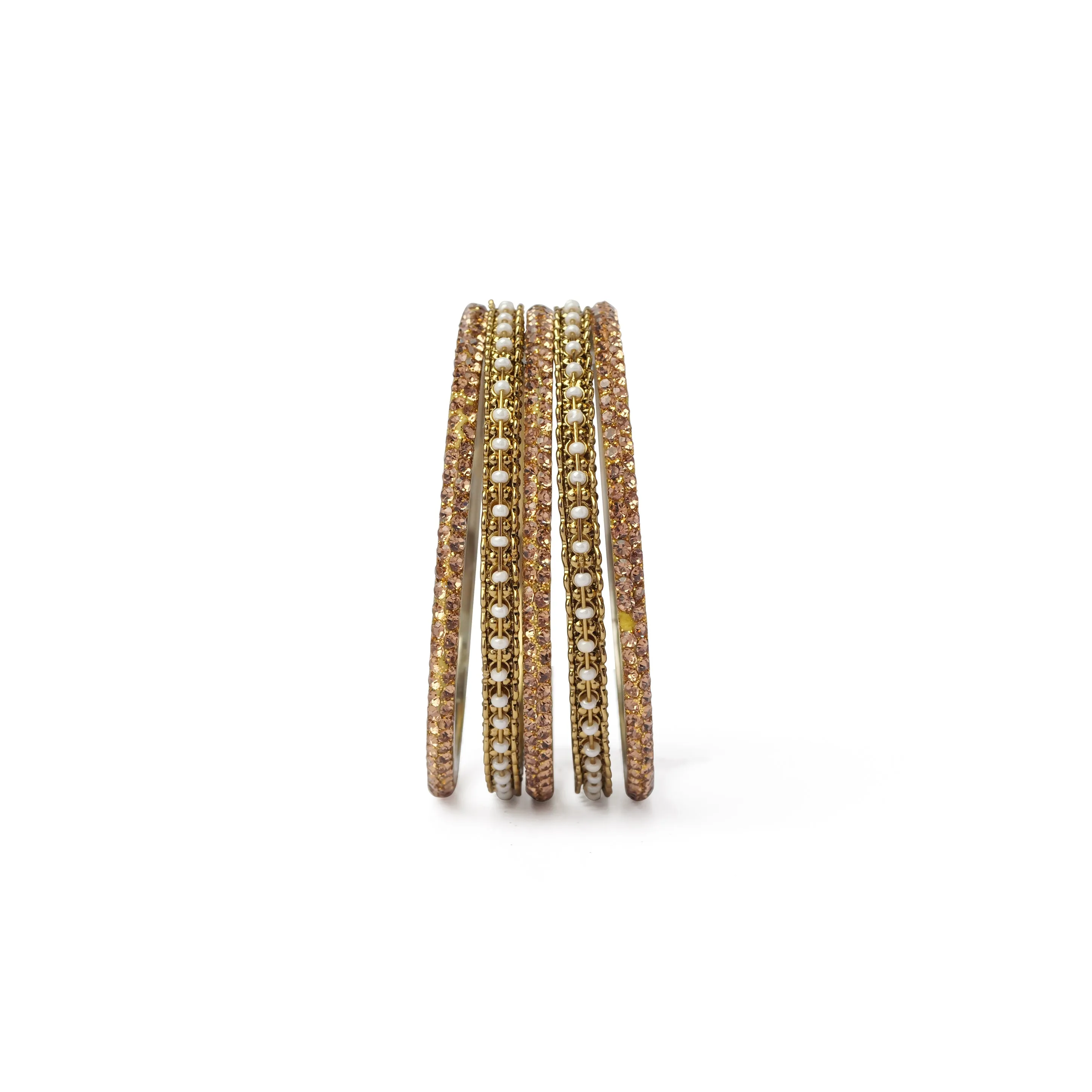 Zaida Bangle Set in Pearl and Antique Gold